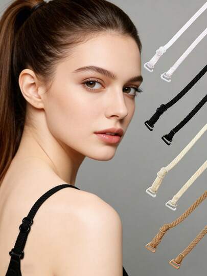 2条0.24英寸弹性隐形无痕文胸肩带，适用于女士内衣，可调节，时尚百搭，适合交叉露背文胸配件
