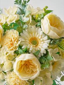 1 Bunch Artificial Flowers Silk Peony Daisy Carnation Bouquet Fake Peony Flowers Faux Flowers For Home Wedding Flower Arrangement Hotel Kitchen Table Decoration Centerpieces - Yellow - View 9