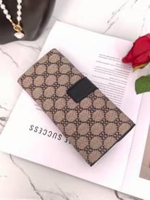 Carteira feminina vintage estilo vintage, longa, grande, floral, com zíper duplo, para celular, multifuncional, moderna, para dinheiro e outras despesas. - Preto - Ver 3