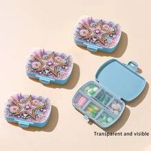1pc/10pcs Ladybug Pattern Diamond Painting Kit Square Pill Box, 6-Compartment Mini Portable Travel Medicine Storage Box, Suitable For Outdoor Sports, Business Trips Or Handbag Medicine Storage, Vitamin Multi-Grid Organizer, Waterproof Unique Holiday Gift, Birthday, Mother's Day, Christmas, New Year, Valentine's Day, Easter - YQS006 - View 7