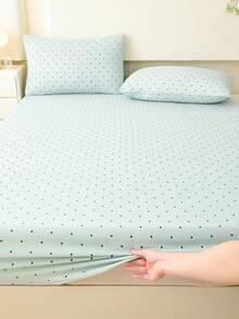 1 chiếc ga phủ giường họa tiết chấm bi xanh nhạt, tấm bảo vệ nệm kiểu dáng dễ thương dành cho bé gái, ga phủ nệm ngày Valentine, ga trải giường vừa vặn, mềm mại và thoáng khí, phù hợp với nhiều kích cỡ giường - đơn, đôi, cỡ Queen, cỡ King, thiết kế túi sâu cho độ sâu lên đến 11,8 inch. - Màu xanh nhạt - Xem 6