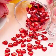 2D Flat - 50/100 Red/Pink Sparkling Heart-Shaped Rhinestones - Acrylic Imitation Decorative Beads, Suitable For Valentine's Day, Weddings, Crafts, Art Supplies, And Hobbyists - Accessories - View 2
