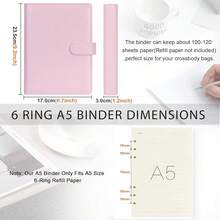A5 Binder 6 Ring Personal Organizer Planner Binder Cover Makaron Pink Portfolio Folder For Women With Macaron Colors,6 Ring A5 Binder - 馬卡龍粉色 - 查看 6