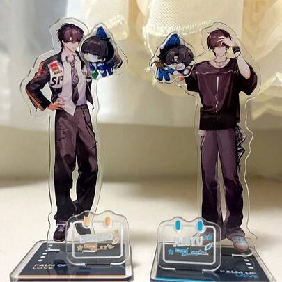Acrylic Rotatable Standee Decoration For "Disguised As A Slacker" Novel, Featuring Characters He Zhao And Xie Yu, BL Fiction Merchandise, Cute High-Quality Desktop, PC Case, Or Car Decor, Ideal Birthday Or Holiday Gift