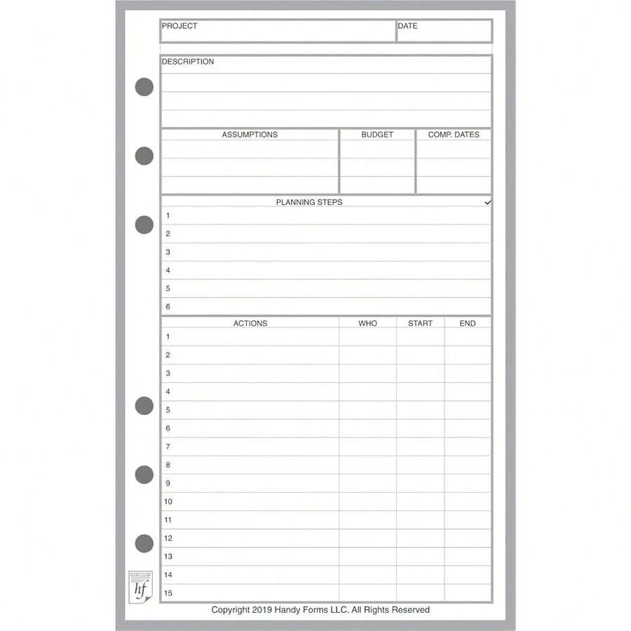 Compact Size Project Planner, Sized And Punched With 6 Holes For Franklin Covey Compact And Other Notebooks (4.25\ X 6.75\) - Project Planner - View 1