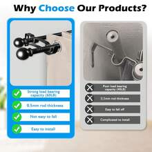 Juego de barra de cortina doble ajustable, longitud de 33 pulgadas a 156 pulgadas, kit de barra de cortina telescópica de metal dual, adecuado para ventanas, incluye soportes de barra, diámetro de 5/8 pulgadas. Ideal para cortinas opacas en el baño, dormitorio y sala de estar. - Negro - Ver 6