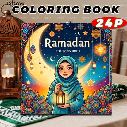 Un libro para colorear de Ramadán, celebrando las alegrías de la vida de Ramadán, 24 páginas de ilustraciones vibrantes, colorear relajante, regalo perfecto de Ramadán, decoraciones de Ramadán, papelería, artículos de oficina.
