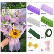 572pcs Purple/Pink/Blue/Golden Pipe Cleaners Flower Kit, Tulip Lily Sunflower Craft Kit With Tutorial Video- DIY Pipe Cleaner Making Supplies, Fabric And Plastic Purple Chenille Stem Creation Set, Ideal For Birthday Gifts Mother's Day Gift, Graduation Gift, Valentine's Day Gift, Arts And Craft Supplies, Ideas For Art Project Activity. - Multicolor - View 13