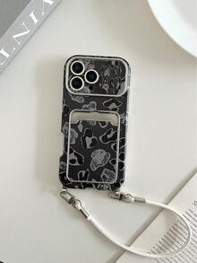 皮革纹理卡槽彩绘腕带挂绳防震手机壳保护套，兼容 14/14 Pro/14 Pro Max/13/13 Pro/13 Pro Max/11/11 Pro Max/12/12 Pro/12 Pro Max/15/15 Pro/15 Pro Max/16/16 Pro/16 Pro Max/17/17 Pro/17 Air/17 Pro Max，高级防摔手机壳 - 彩色 - 查看 2