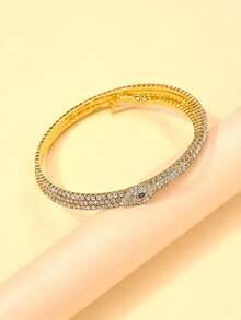 1件时尚全镶钻臂环手镯，闪亮蛇形水晶手镯