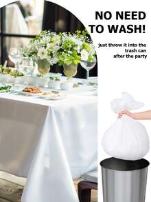 1/4pcs White Plastic Disposable Tablecloth, 137x183cm White Disposable Rectangle Tablecloths For Party, Baby Shower Birthday, Wedding, Gender Reveal,Picnic, Home Kitchen Dining Room Decorations - White - View 8