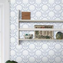 1 Roll Modern Minimalist Style Self-Adhesive Wallpaper, Light Blue Symmetrical Floral Pattern Vinyl Wallpaper, Seamless Wall Contact Paper, Removable And Reusable, Waterproof, Suitable For Bedroom, Living Room, Dining Room, Entryway, Fireplace, Home Decor, Cabinet, Vanity, Bookshelf, Furniture Renovation DIY - Mixed Colors - View 6