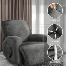 Trugenix-Recliner Sofa Covers - Leather Like Recliner Sofa Covers 3 Seater Recliner Couch Covers For 3 Cushion Couch 8 Pieces Washable Stretch Reclining Sofa Slipcovers (Brown)-GP - 02-淺灰色 - 查看 5