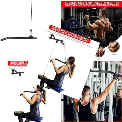 Straight Pulldown Bar LAT Bar With Carabiner Non-Slip Handle Cable Machine Attachment For Home Gym Arm And Back Training2025
