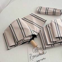 Faux Wood Grain Daisy Polka Dot Print Windproof Compact Folding Umbrella, UV Protection For Outdoor Travel,Spring Summer Picks,Brides Maid Gifts,Room,Bedroom Deccor,Bedroom Deccor,Beach,Travel,For Men,For Women,Vacation - Multicolor - View 1