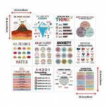 12pcs Motivational Mental Health Poster Set - Positive Relaxation Office Decor, Group & Classroom Counseling Wall Art, Perfect Room Decoration - 8x10 Inch Unframed - Sets - View 3