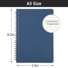 EUSOAR Students Ruled Spiral Notebook, A5 1pack 5.5\X8.3\ 160 Pages Hardcover Lined Travel Writing Notebooks Journal, Memo Notepad Sketchbook, Students Office Business Diary Ruled Book Journal - 皇家藍 - 查看 3