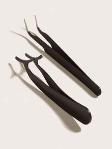 2pcs/Set False Eyelash Transplant Tweezers For Grafting, Black Straight Pointed Single Cluster False Eyelash Extension Tweezers, Stainless Steel Eyelash Clip, False Eye Black, Eyelash Clip, Eyebrow Tweezers, Makeup, Cheap, Room Decoration, Dresser, Travel, Bedroom, Makeup Accessories, Tweezers, Cheap Makeup, Makeup Tools, Cheap Things, Gifts, Female Gifts, Christmas Gifts - Black - View 6