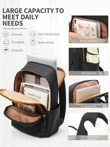 Mochila para portátil de 15.6", mochila ligera de gran capacidad de 13L para la universidad, la escuela secundaria, viajes, senderismo, uso diario casual, diseño unisex - Multicolor - Ver 6