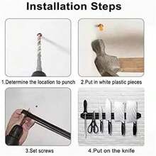 20/33厘米磁性刀架，可壁挂安装 | 磁性刀架，适用于工具和刀具 | 适用于壁挂安装的吧台刀磁铁，多功能磁性刀条厨房刀架，可用于收纳厨房、车库、工作室工具 - 黑色 - 查看 5