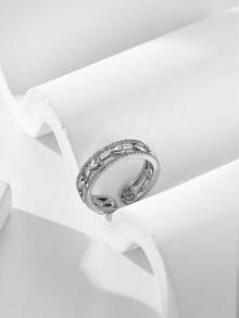 Gift Box Set Elegant Heart-Shaped Cubic Zirconia Rhinestone Ring, Women's Party & Daily Versatile Jewelry, Copper Material Non-Fading & Hypoallergenic, Suitable For Holiday Gifts - Silver - View 4