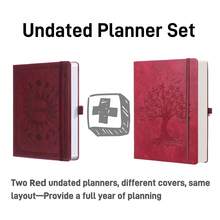 Leather-Bound Undated Daily Planner Notebook, 7-Month A5 Hard Cover, 300 Pages, Weekly & Monthly Planning, Efficiency Log, Designed For ADHD Patients, Concentration & Time Management Aid, Back To School Essential