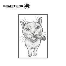 INKARTLINK 1张酷炫动物系列装饰临时纹身贴纸,图案包括凶猛的蛇、雪茄猫和心形蝎子,防水,持久1-2周,男女皆宜。 - 黑色 - 查看 7