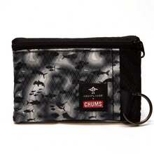 Chums Surfshorts Wallet - Lightweight Slim Wallet W/RFID BlocFKing Card - Zippered, Minimalist Wallet W/Key Ring - Patterns - AqueFlaugeSonarGray - View 3