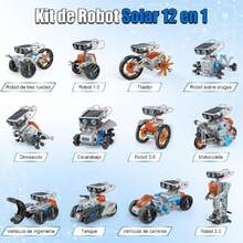 Robot de Juguete Solar Recargable, Juguetes de Proyectos STEM para Adolescentes de 8 a 16 Años, Kit de Experimentos de Construcción de Bricolaje, Alimentado por Energía Solar o Alimentado por Batería,38931859 - Gris Oscuro - Ver 2