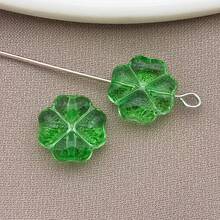 30/50pcs 10mm Clear Faceted Acrylic Four-Leaf Clover Beads With Holes For DIY Bracelet & Phone Strap Making, Lucky Charm Accessories.