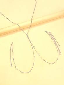 1pc Fashionable Geometric Circle Crystal Rhinestone Chest Chain, In Europe And America For Evening Party, Beach, Sexy Body Jewelry