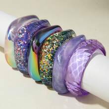 1PC Simple Semi-Transparent Iridescent Gentle Purple Bracelet For Women Fashion Laser Resin Exaggerated Hand Jewelry Party Banquet Holiday Gift - 31618-bra-bp - Xem 3