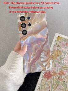 1pc 2D Printed Seashell Pearlescent Asymmetrical Wave Colorful Pattern Transparent Soft TPU Shockproof Anti-Scratch Anti-Fingerprint Phone Case, Camera Lens Protection Compatible With Apple, Nothing, Pixel, INFINIX, Redmi - Multicolor - View 8