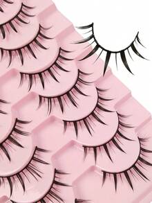 10 Pairs Natural False Eyelashes Manga Lashes 3D Faux Mink Lashes Soft Wing Natural Realistic Eyelash Extension Strips Lashes, Lashes, Eyelashes, Fake Lashes - Spiky Manga Lashes - View 5