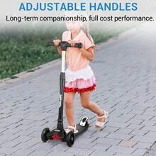 Monopatín 3 Ruedas para Niños 3-8 Años, Mango Ajustable Ruedas Luminosas ABEC-9 - Negro - Ver 4