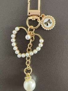 One Cute And Sweet Cherry Blossom Fan Keychain, Key Ring, Bag Pendant Accessory Gift - 珍珠 - 查看 9