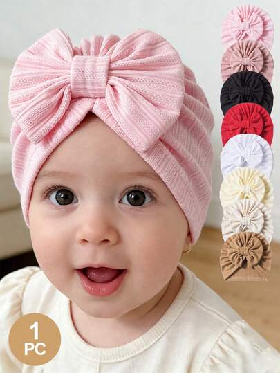 1pc/2pcs Girls' Hat, Baby Girl Autumn Dress, Baby Girl Winter Outfit, Holiday Anniversary Decoration, Red Accessories, Girls' Autumn Set, Bow Hat, Multiple Colors Available, Suitable For Indoor And Outdoor Wear