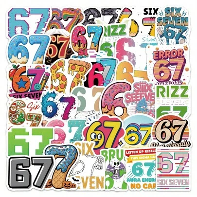 54pcs Internet Slang Stickers And 67pcs Cartoon Doodle Stickers - Personalized Luggage And Laptop Stickers