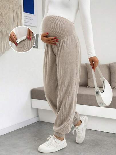 Maternity Casual Comfortable Cotton Elastic Knit Harem Pants, With Elastic Cuffs, Suitable For Daily Wear And Vacation (JH25130)