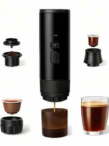 三合一便携式咖啡机,适用于研磨咖啡、咖啡胶囊和意式浓缩咖啡,紧凑型无线泵压咖啡机,适合旅行、汽车、办公室、露营等场合。 - 彩色 - 查看 12
