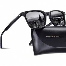 CARFIA Gafas de sol polarizadas para hombre con protección UV400 para conducir, pescar, ir de excursión y jugar al golf - 1: Montura Negra + Lente Gris - Ver 1