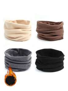 1pc Unisex Fleece Scarf - Windproof, Warm, Solid Color, Elastic Fit, Machine Washable, Perfect Autumn/Winter Fashion Accessory | Minimalist Scarf | Polyester Blend Scarf, Women Scarf, Women Warm Neck Warmer, Women Headscarf - Multicolor - View 4