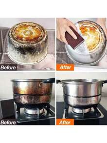 3pcs Scouring Pads With Abrasive, Suitable For Kitchen, Bathroom, And Household Cleaning - Multicolor - View 3