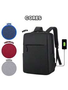 Mochila Minimalista Impermeável com USB - Preto - Visão 5