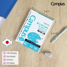 Kokuyo Campus Loose Leaf Paper, A5 Filler Paper With B 6mm Dot Ruled, 100 Sheets 75 GSM Sarasara Smooth Writing, 20 Holes, 8-1/4\X6" Binder Notebook Bleed Resistant Paper. Japan Import (NO-807BTN) - 1 - View 3