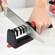 3-In-1 Knife Sharpener Edge Tool, Tungsten Steel Knife Sharpening Tool For New Knives, Making Dull Kitchen Knives Sharp Again - Silver - View 7