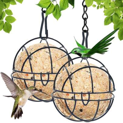 2pcs Elegant Hanging Bird Feeder | Metal Teardrop And Round Design, Weather-Resistant | With Flip Cover And Hook, Easily Attract Songbirds To Your Fence Or Garden