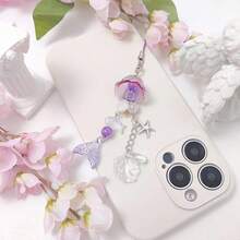 1-4PCS Cute Phone Charms Aesthetic Y2K Cell Phone Charms Strap Strawberry Butterfly Star PhoneCharm Y2K Accessories For Bag Keychain  Camera Pendants Decor - 藍紫色水母 - View 4