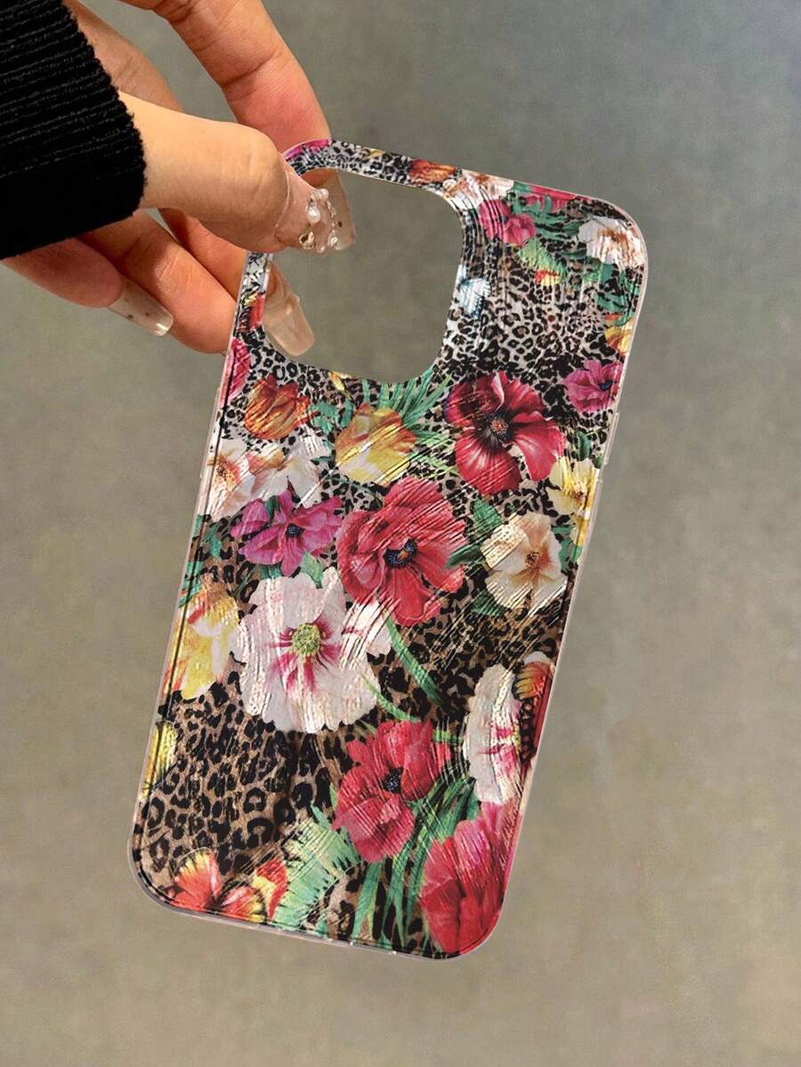 豹纹花卉彩绘羽毛雪纺防震手机壳，兼容 14、14 Pro、14 Pro Max、13、13 Pro、13 Pro Max、11、11 Pro Max、12、12 Pro、12 Pro Max、XR、XS、15、15 Pro、15 Pro Max、16、16 Pro、16 Pro Max、17、17 Pro、17 Air、17 Pro Max、S23、S24、A04、A05、A14、A12、A15、A33、A53、A32、A35、A34、13、13 Pro、14、14 Pro、15、15 Pro、Redmi系列等机型，高端防震手机壳 - 彩色 - 查看 1