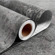 Gray Cracked Concrete Peel And Stick Wallpaper Roll, Matte Concrete Countertop Contact Paper, Self-Adhesive Removable Vintage Cement Vinyl Wall Paper, Suitable For Bedroom Decor, Drawers, Thick Wall Sticker - Dark Grey - View 5